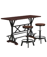 Simplie Fun Modern Rustic 3-Piece Dining Set & Bar Table