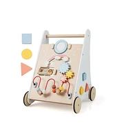 Sugift Wooden Baby Walker with Multiple Activities Center for Over 1 Year Old