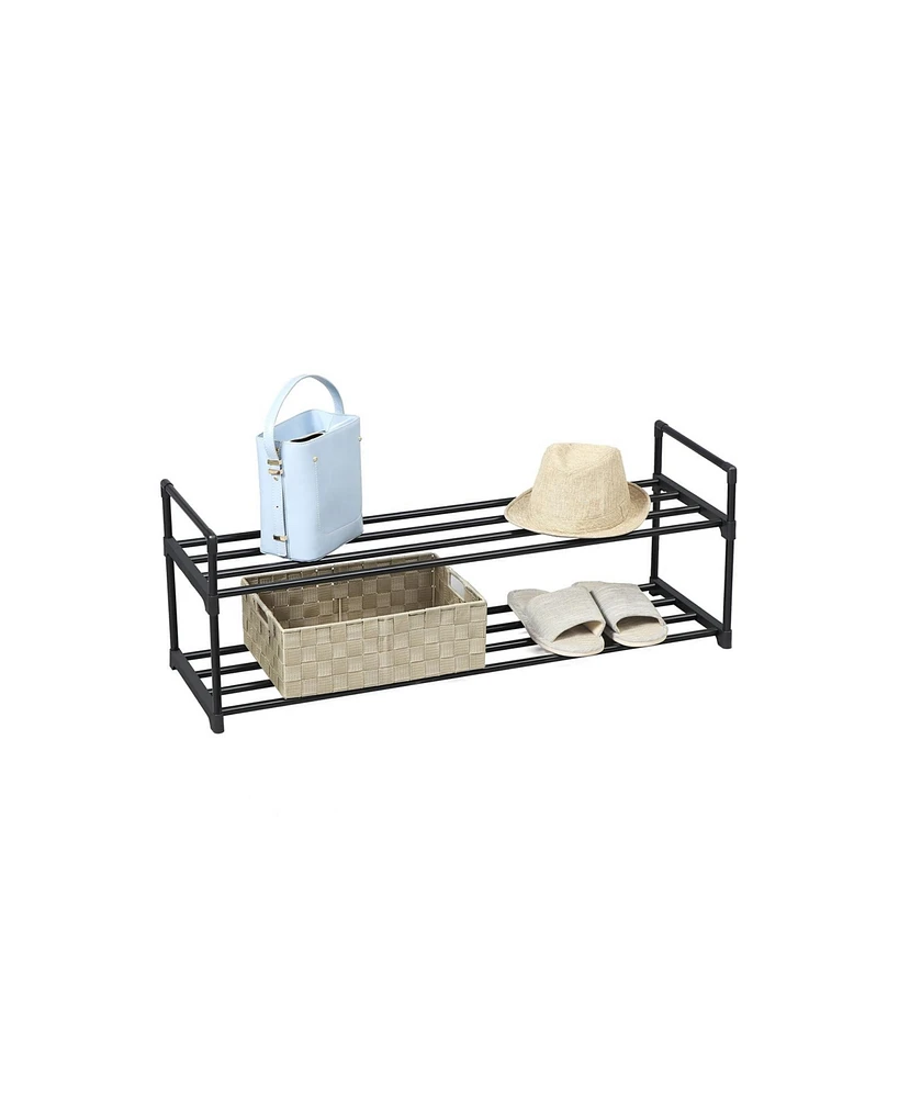 Slickblue 2-Tier Shoe Rack, Metal Shelf, Storage Organizer