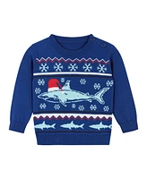 Andy & Evan Baby Boys Blue Holiday Shark Jacquard Sweater Set