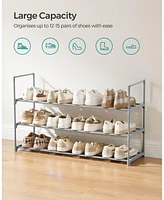 Slickblue Shoe Rack, 3 Tier Shoe Organizer, Metal Shoe Storage Shelf for 15 Pairs of Shoes