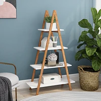 Streamdale Furniture Solid Bamboo Wood Oxford A Frame Ladder Display Bookshelf