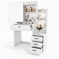 Sugift White Vanity Table Set Makeup Dressing Table