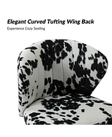 Dunten Contemporary Upholstery Accent Chair with Cowhide Pattern and Tufted Back