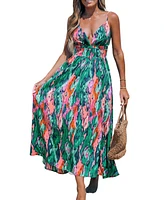 Cupshe Women's Abstract Plunging Sleeveless Keyhole Midi Beach Dress