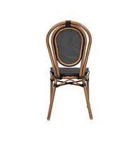 Merrick Lane Mael Set Of Four Stacking Thonet Bistro Style Chair With Textilene Seat And Bamboo Finished Metal Frame For Indoor/Outdoor Use
