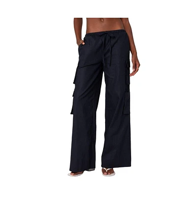 Edikted Women's Bristol Linen Look Cargo Pants