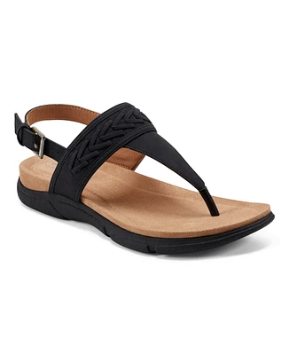 Easy Spirit Women's Monte Woven T-Strap Flat Sandals