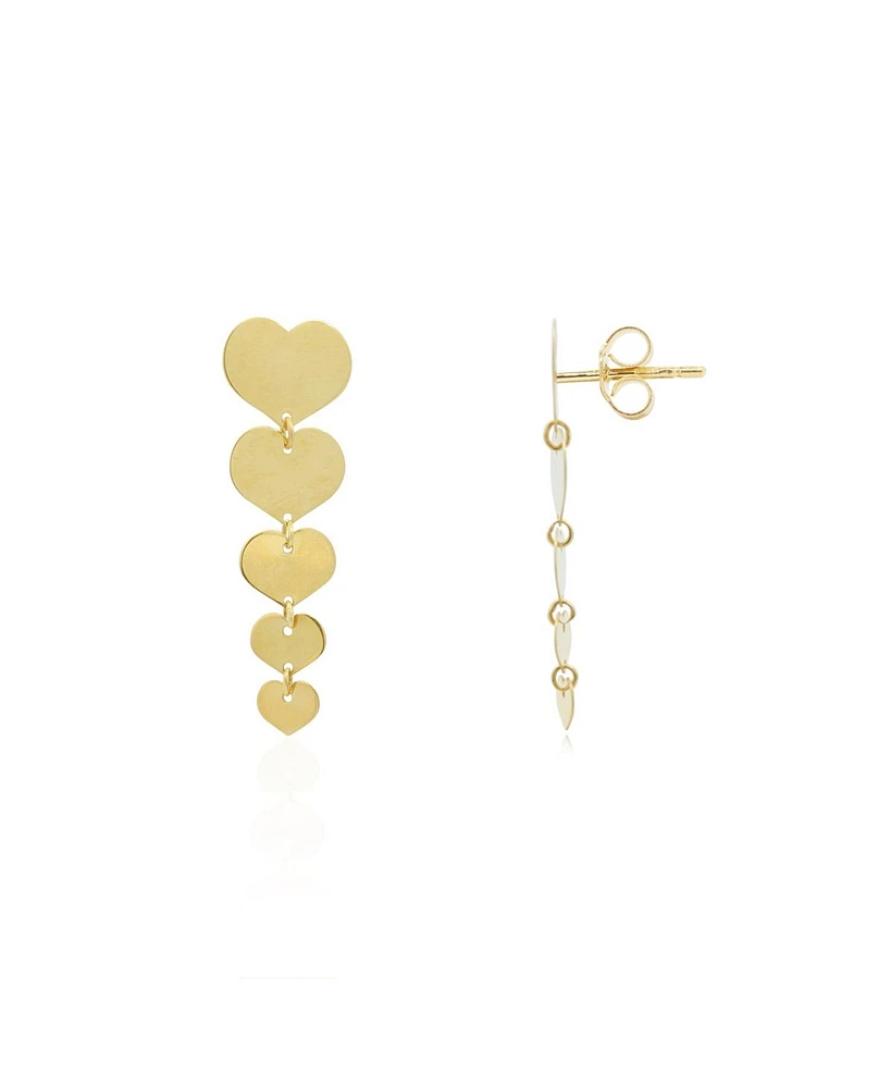 The Lovery Gold Graduating Heart Dangle Earrings 14K Gold