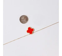 The Lovery Extra Large Coral Single Clover Necklace 14K Gold