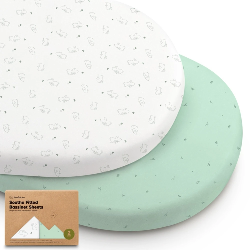 KeaBabies Organic Bassinet Sheet for Baby Girls, Boys, 2-Pack Soothe Bassinet Fitted Sheets