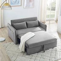 Streamdale Furniture Pull-Out Sofa Sleeper, 3-In-1 Adjustable Sleeper With Pull-Out Bed, 2 Lumbar Pillows And Side