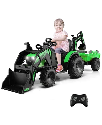 Sugift 12V 3 in 1 Kids Ride On Excavator with Shovel Bucket and Music
