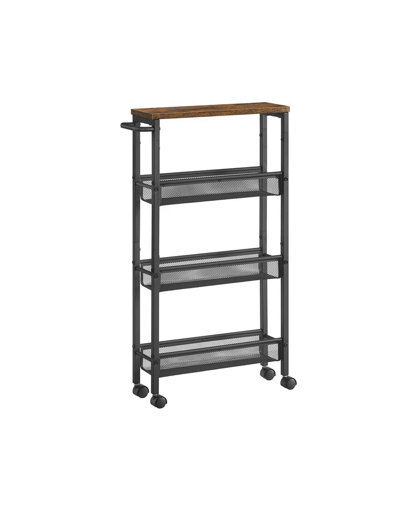 Slickblue Rolling Cart, 4-tier Utility Storage Cart With Handle, Metal Frame