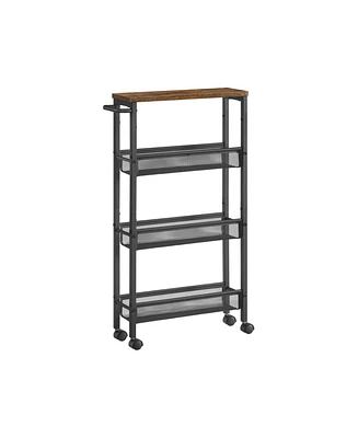 Slickblue Rolling Cart, 4-tier Utility Cart, Storage Cart With Handle, Metal Frame