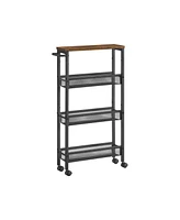 Slickblue Rolling Cart, 4-tier Utility Storage Cart With Handle, Metal Frame