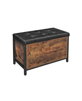 Slickblue Industrial Rustic Brown Storage Ottoman With Flip Lid