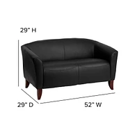Leathersoft Reception/Living Room Loveseat With Cherry Wood Feet