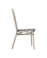 Merrick Lane Mael Stacking Thonet Bistro Style Chair With Textilene Seat And Bamboo Finished Metal Frame For Indoor/Outdoor Use
