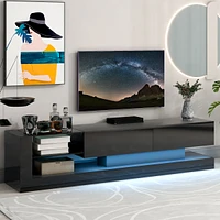 Streamdale Furniture Tv Stand With Two Media Storage Cabinets Modern High Gloss Entertainment Center