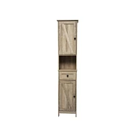 Merrick Lane Delilah Slim Linen Tower Organizer With Storage Drawer, Upper And Lower Cabinets Magnetic Closure Doors Open Shelf