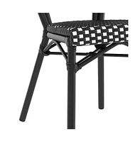 Merrick Lane Celia Set Of Four Stacking Thonet Bistro Style Chair, Pe Rattan Seat, And Metal Frame For Indoor/Outdoor Use