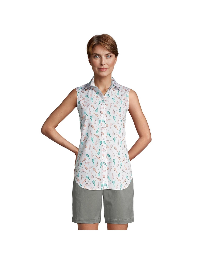 Lands' End Women's No Iron Supima Cotton Sleeveless Shirt