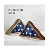 Hbcy Creations Rustic Flag Case - Solid Wood Military Display For 9.5 X 5 American Veteran Burial Flag, Wall Mounted Frame