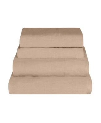 Superior Cotton Linen Blend Deep Pocket 4 Piece Bed Sheet Set