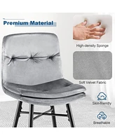 Sugift 2 Pieces 29 Inch Velvet Bar Stools Set with Tufted Back and Footrests