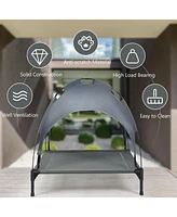 Sugift Portable Elevated Outdoor Pet Bed with Removable Canopy Shade