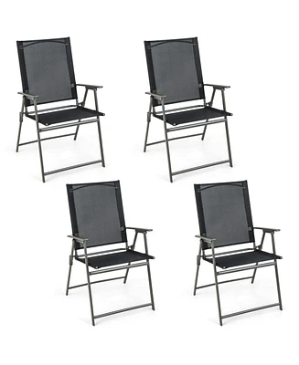 Sugift Set of 4 Patio Folding Chair with Rustproof Metal Frame