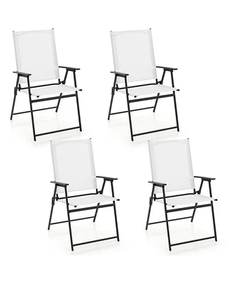 Sugift Set of 4 Patio Folding Chair with Rustproof Metal Frame