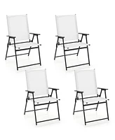 Sugift Set of 4 Patio Folding Chair with Rustproof Metal Frame