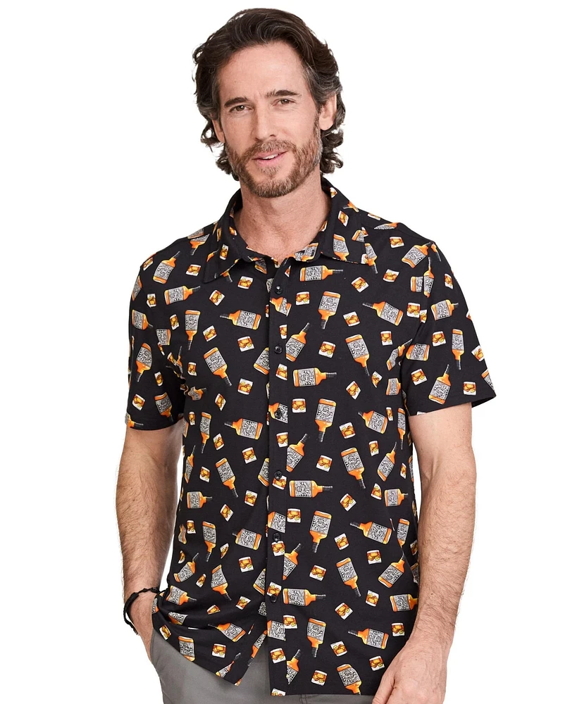 WearFirst Men's Happy Hour Short Sleeve Button Up Shirt