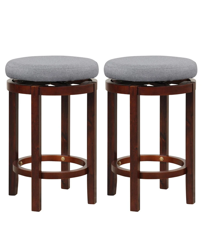 Sugift 2 Pieces 26 Inch Counter Height Swivel Stool Set with Padded Cushion