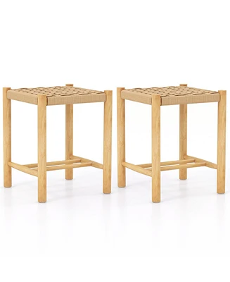 Sugift Dining Stool Set of 2 with Rubber Wood Frame