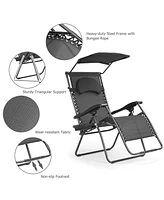 Inolait Sugift Folding Recliner Lounge Chair with Shade Canopy Cup Holder