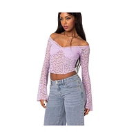 Edikted Women's Linda Off Shoulder Sheer Lace Top