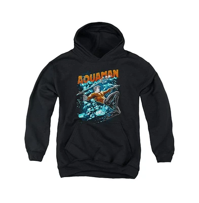 Justice League Boys of America Youth Aquaman Bubbles Pull Over Hoodie / Hooded Sweatshirt