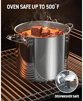 Cook N Home 24-Quart 18/10 Stainless Steel Classic Deep Cooking Pot Canning Stockpot with Stainless Steel Lid, Silver