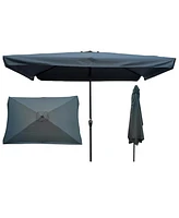 Simplie Fun 10 X 6.5FT Rectangular Patio Umbrella Outdoor Market Umbrellas With Crank And Push Button