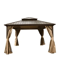 Streamdale Furniture 12' X 12' Hardtop Gazebo, Aluminum Metal Gazebo Withnized Steel Double Roof Canopy