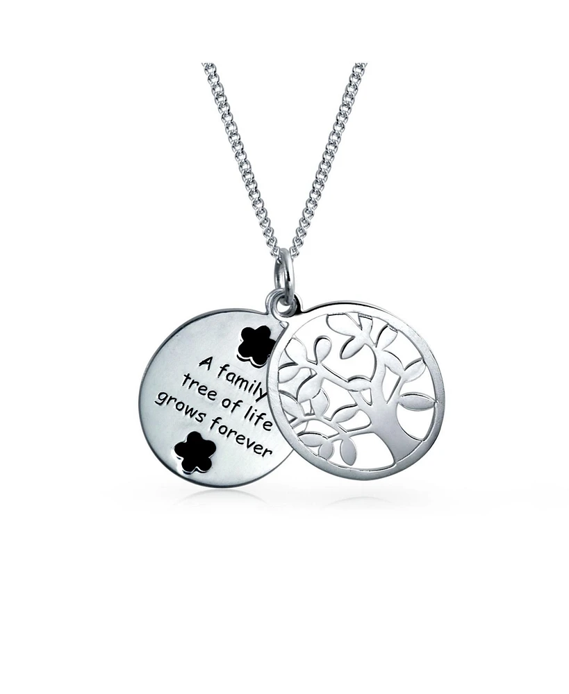 Bling Jewelry Oval Disc Saying Words Family Circle Wishing Family Tree Of Life Pendant Necklace For Women Mothers Sterling Silver