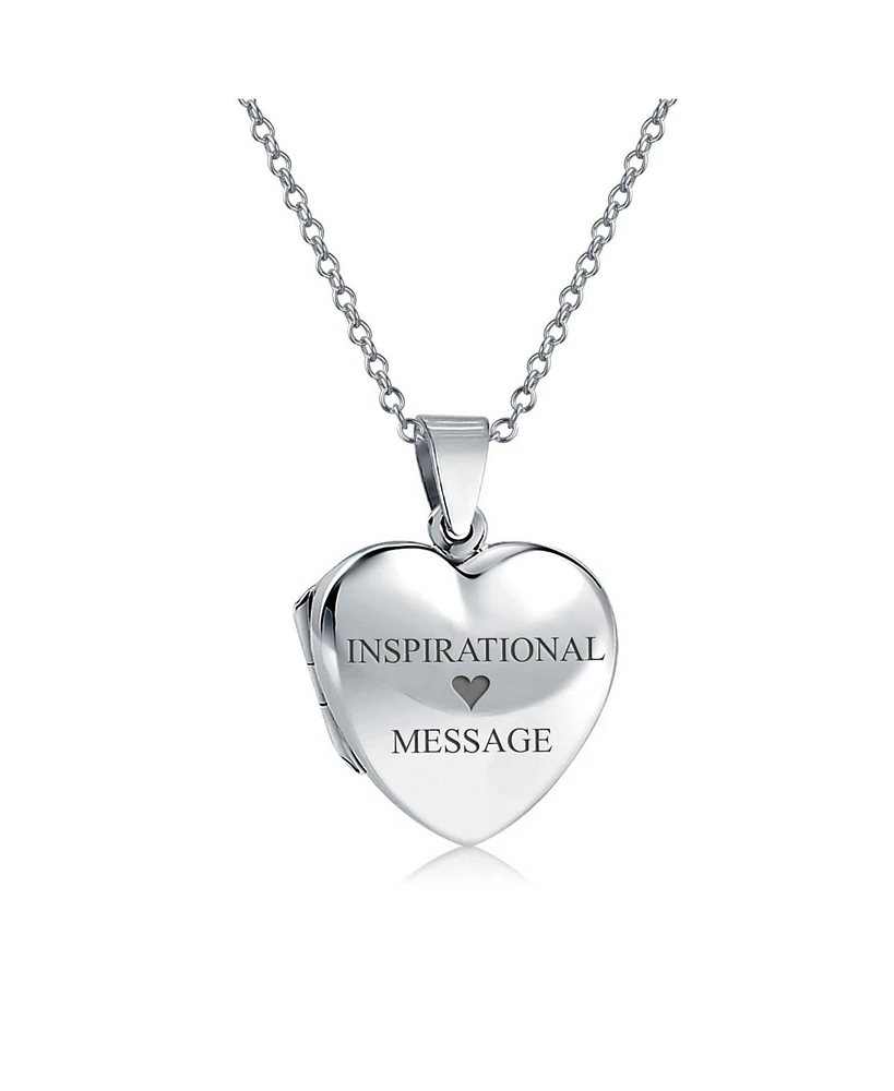 Bling Jewelry Simple Plain Puff Heart Shaped Photo Lockets For Women That Hold Pictures Silver Locket Necklace Pendant