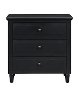 Streamdale Furniture 3-Drawer Nightstand Storage Wood Cabinet