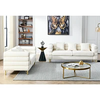 Streamdale Furniture 3 Seater + 2 Seater Combination Sofa.White Teddy(Ivory)