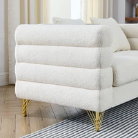 Streamdale Furniture 3 Seater + 2 Seater Combination Sofa.White Teddy(Ivory)