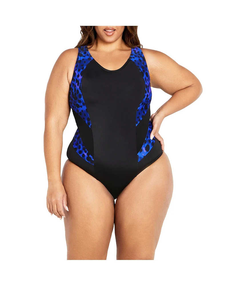 Avenue Plus Tia Spliced Print 1 Piece