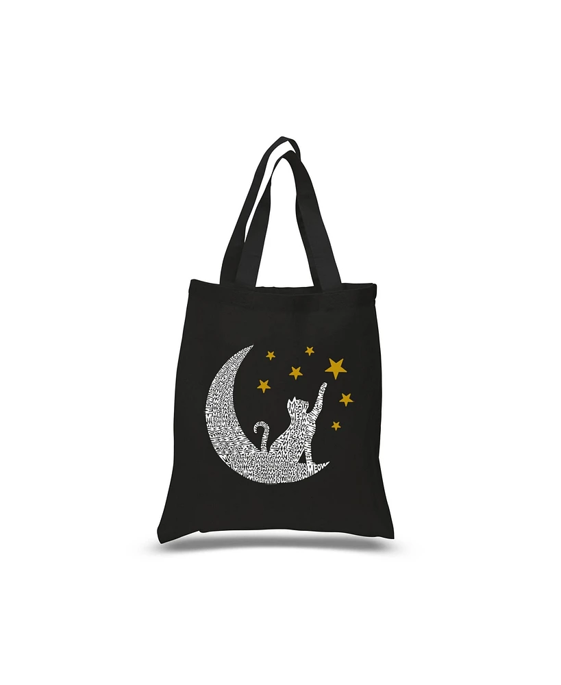 La Pop Art Cat Moon - Small Word Tote Bag